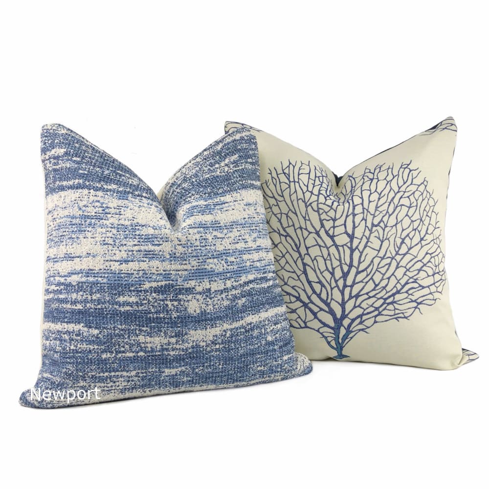 Robert Allen Tree Branch Cobalt Blue White Botanical Motif Pillow Cushion Cover - Aloriam