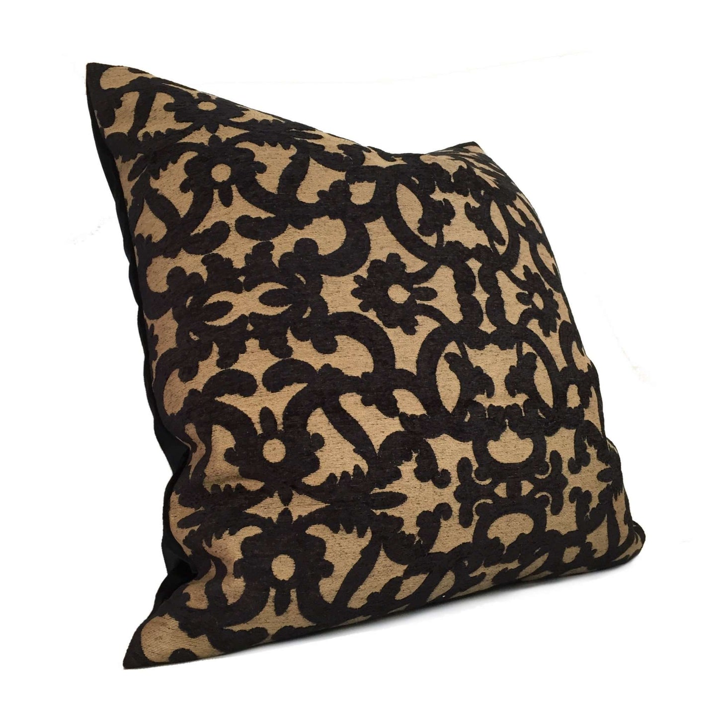 Robert Allen Tuscan Scrolls Black Tan Scrollwork Pillow Cover by Aloriam