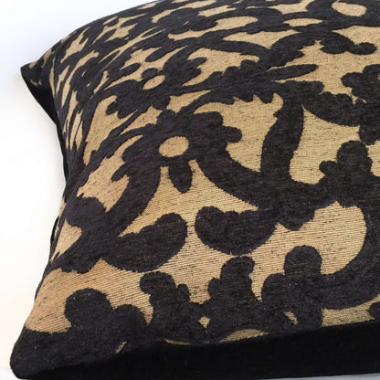 Robert Allen Tuscan Scrolls Black Tan Scrollwork Pillow Cover by Aloriam