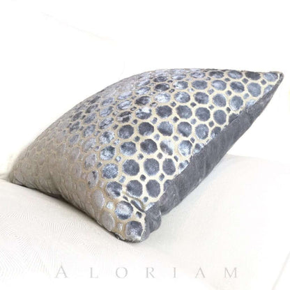 Robert Allen Velvet Geo Gray Cut Velvet Pillow Cover Cushion Pillow Case Euro Sham 16x16 18x18 20x20 22x22 24x24 26x26 28x28 Lumbar Pillow 12x18 12x20 12x24 14x20 16x26 by Aloriam