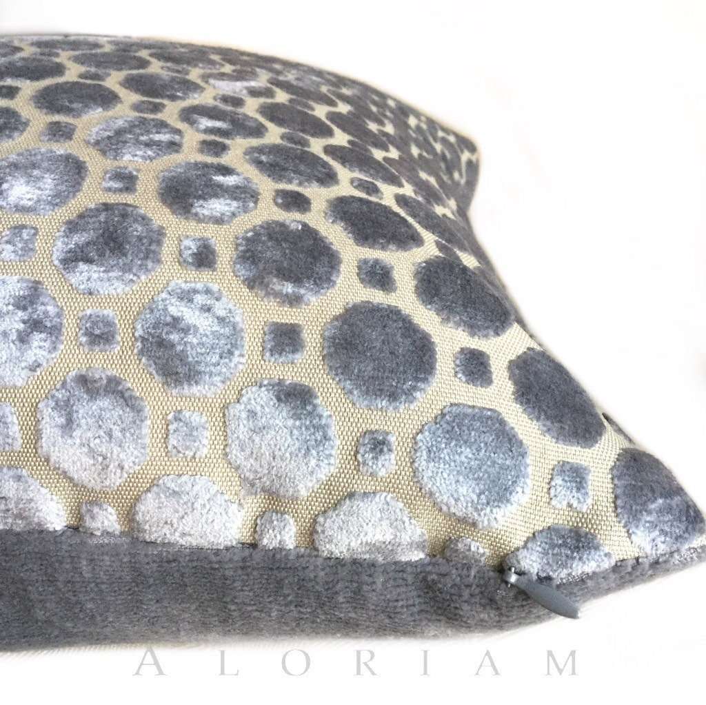 Robert Allen Velvet Geo Gray Cut Velvet Pillow Cover Cushion Pillow Case Euro Sham 16x16 18x18 20x20 22x22 24x24 26x26 28x28 Lumbar Pillow 12x18 12x20 12x24 14x20 16x26 by Aloriam