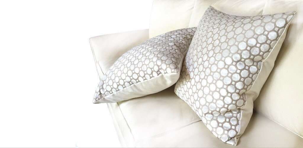 Robert Allen Velvet Geo Pearl White Geometric Pillow Cushion