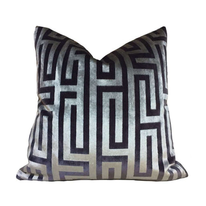 Robert Allen Velvet Maze Shale Brown Larry Laslo Velvet Pillow Cover by Aloriam