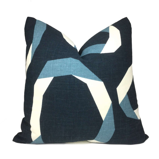 Robert Allen Vento Ribbon Blue White Pillow Cover