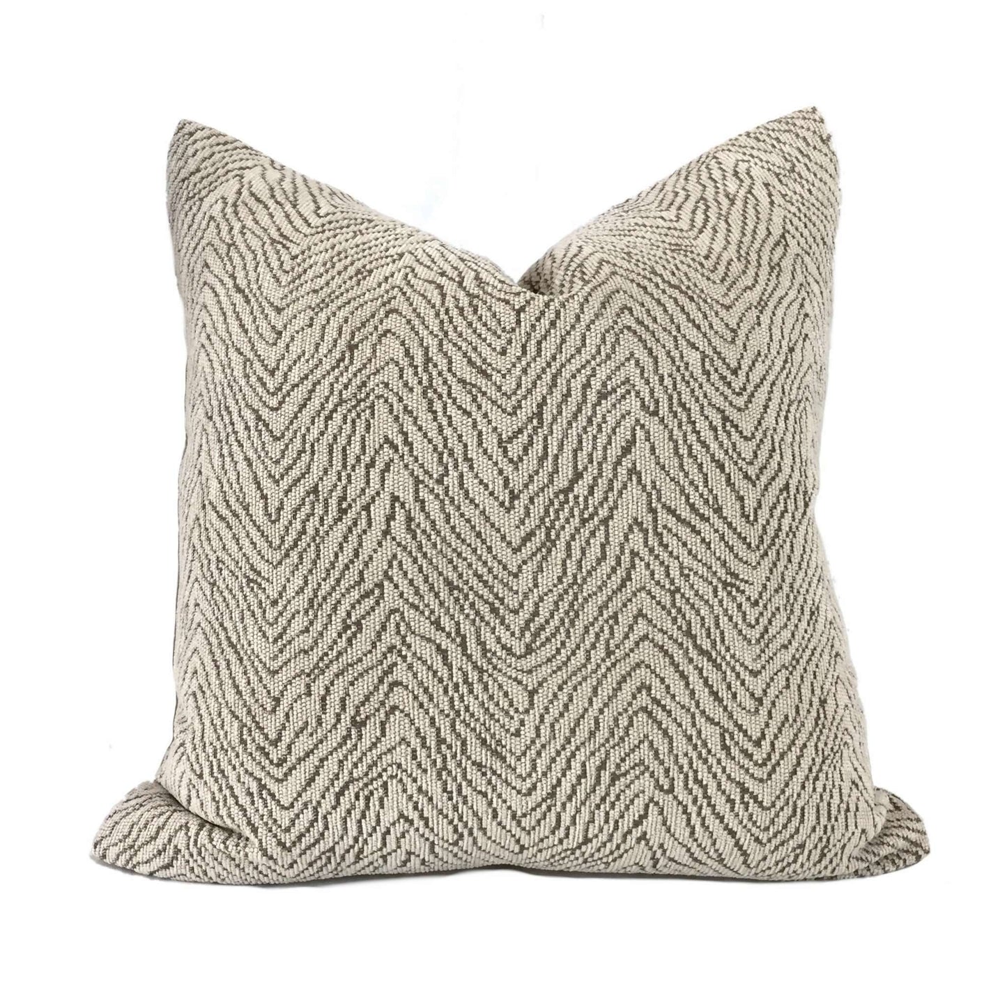 Robert Allen Wavelength Oatmeal Beige Brown Chenille Pillow Cover by Aloriam