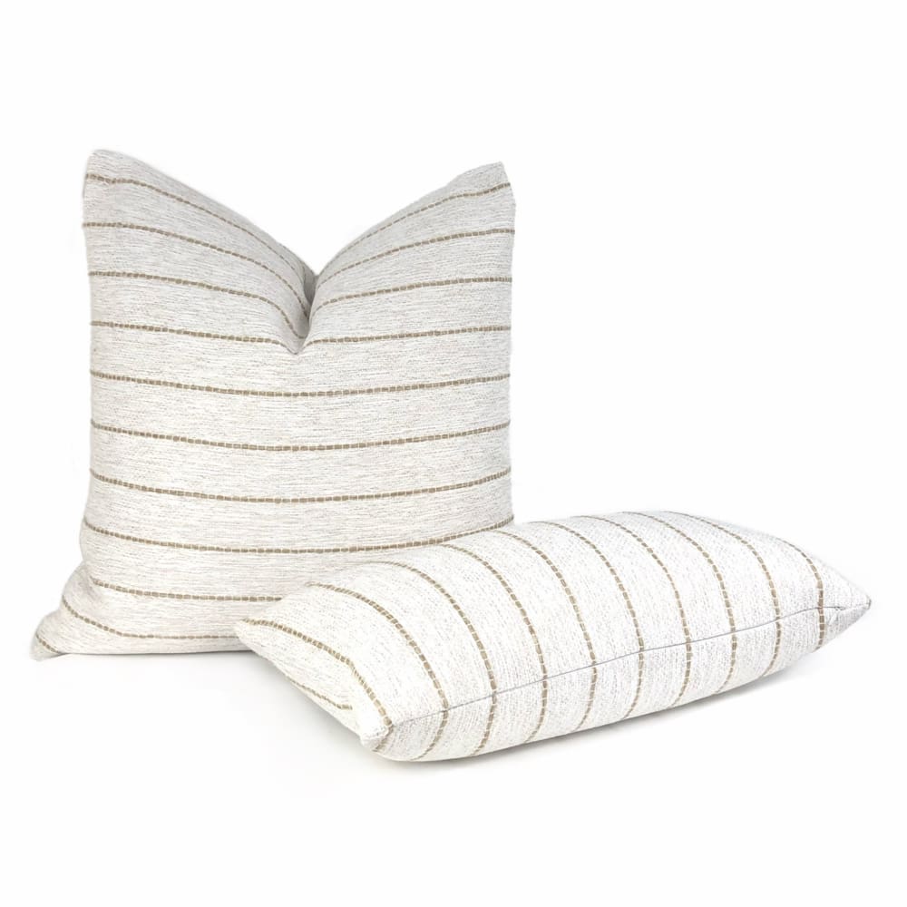 Rockwell White Beige Stripe Pillow Cover - Aloriam