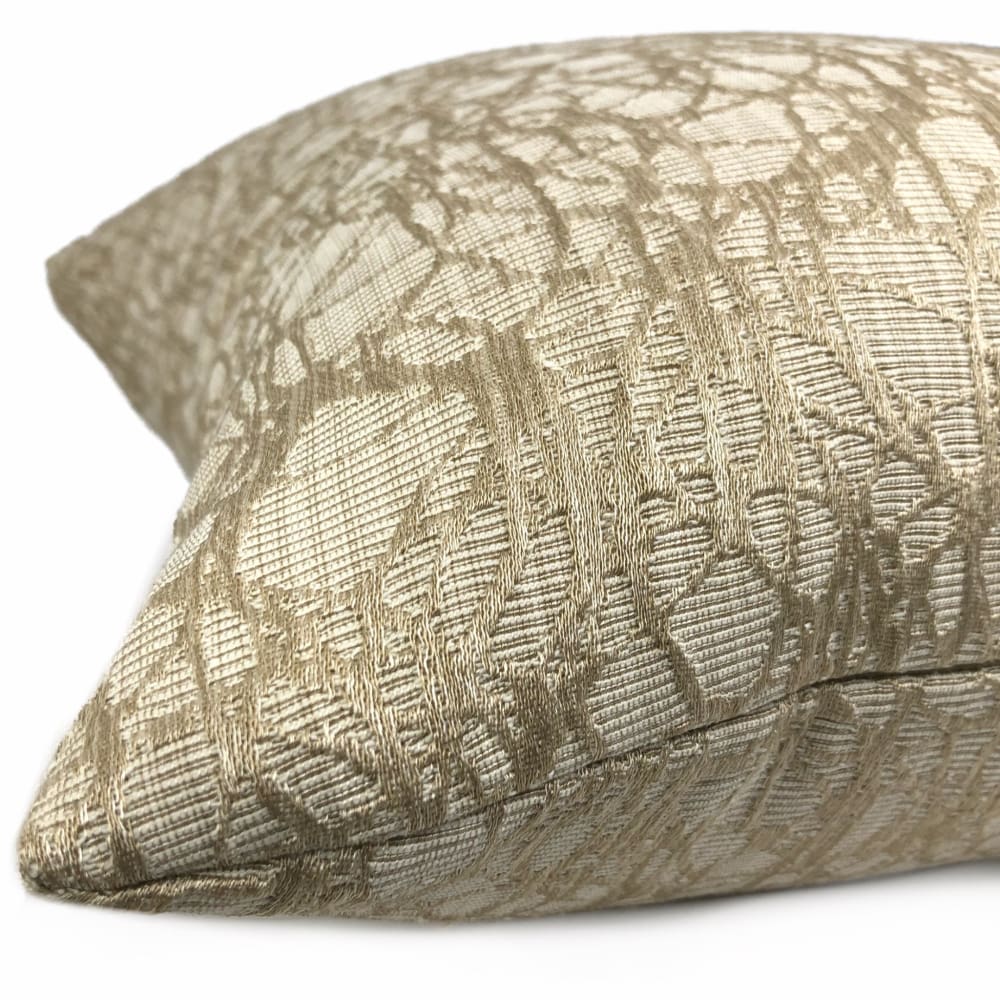 Roslyn Golden Beige Abstract Pillow Cover - Aloriam