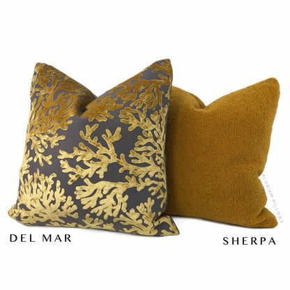 Saffron Gold Sherpa Faux Sheepskin Boucle Pillow Cover - Aloriam