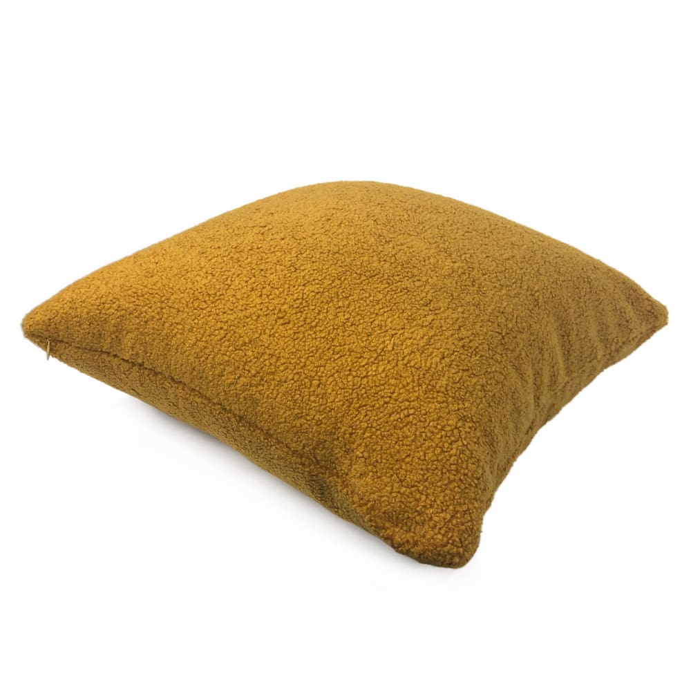 Saffron Gold Sherpa Faux Sheepskin Boucle Pillow Cover - Aloriam