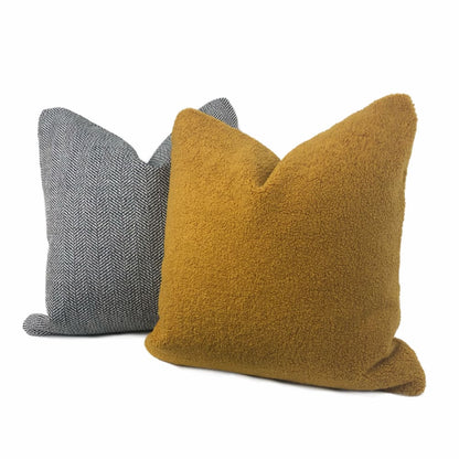 Saffron Gold Sherpa Faux Sheepskin Boucle Pillow Cover - Aloriam