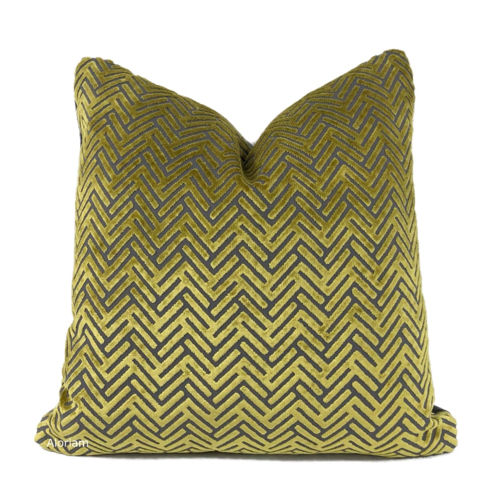 Sagittarius Citronella Gold Gray Velvet Chevron Pillow Cover - Aloriam