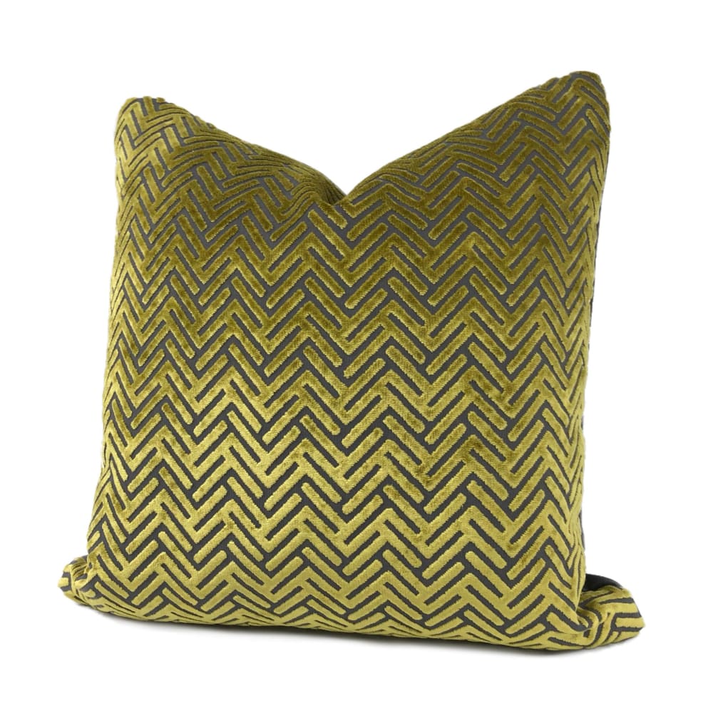 Sagittarius Citronella Gold Gray Velvet Chevron Pillow Cover - Aloriam