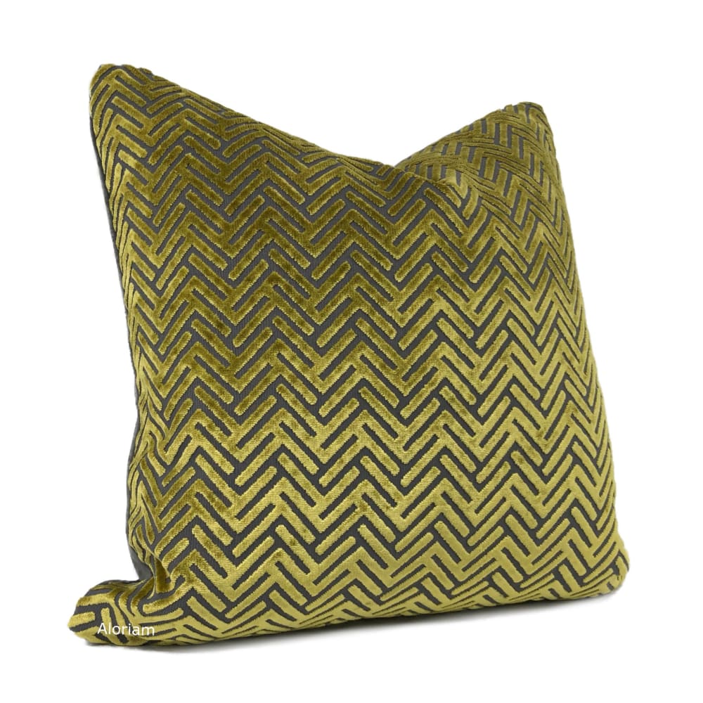 Sagittarius Citronella Gold Gray Velvet Chevron Pillow Cover - Aloriam