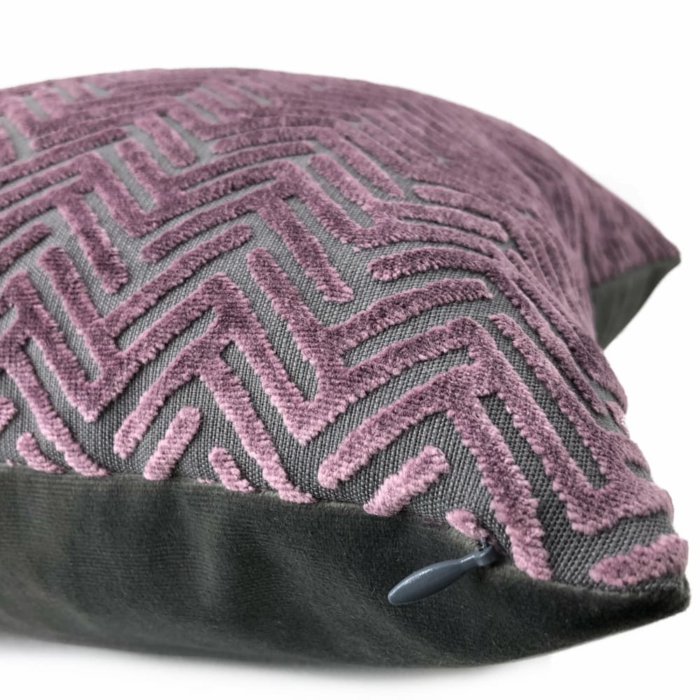 Sagittarius Mauve Purple Gray Velvet Chevron Pillow Cover - Aloriam