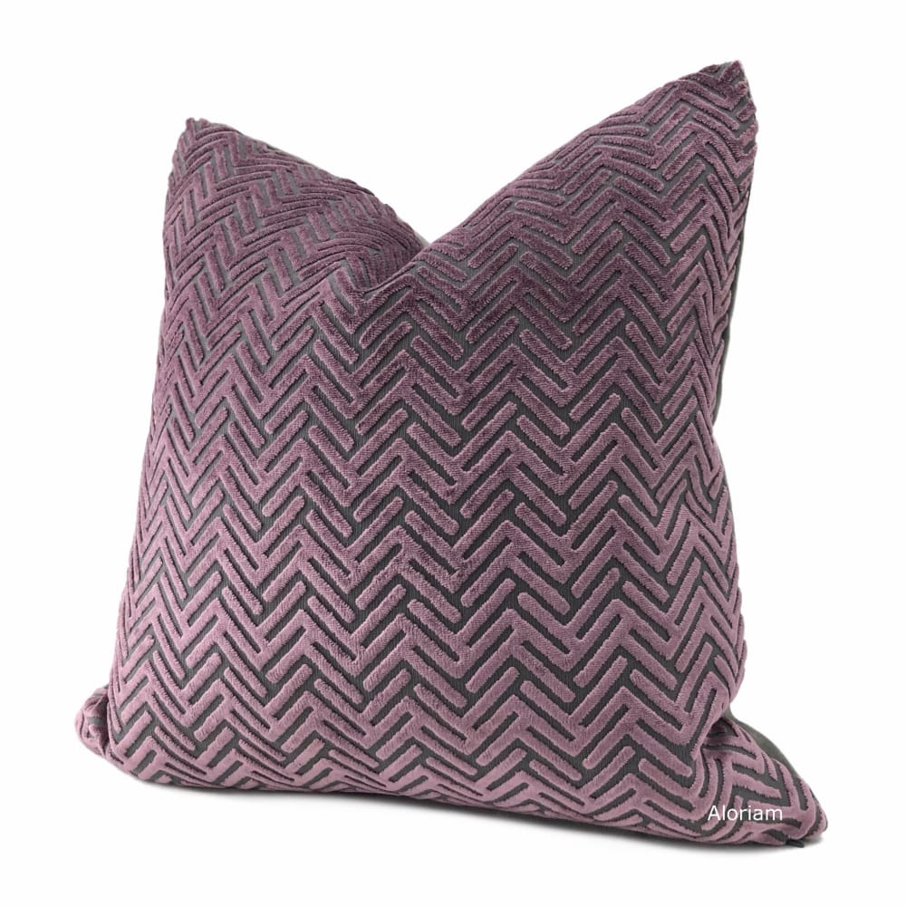 Sagittarius Mauve Purple Gray Velvet Chevron Pillow Cover - Aloriam