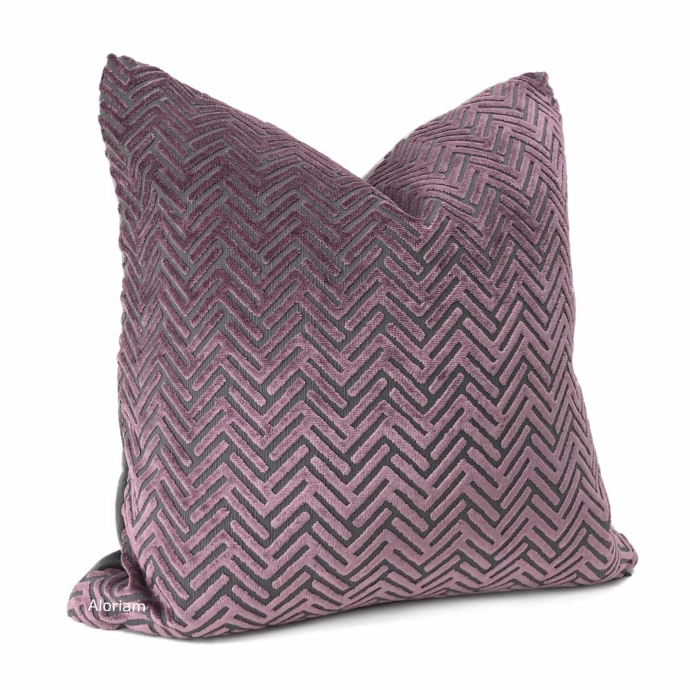 Sagittarius Mauve Purple Gray Velvet Chevron Pillow Cover - Aloriam