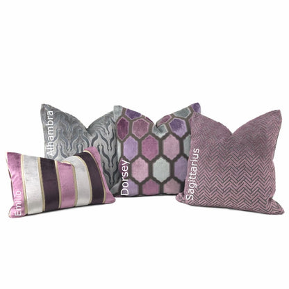 Sagittarius Mauve Purple Gray Velvet Chevron Pillow Cover - Aloriam