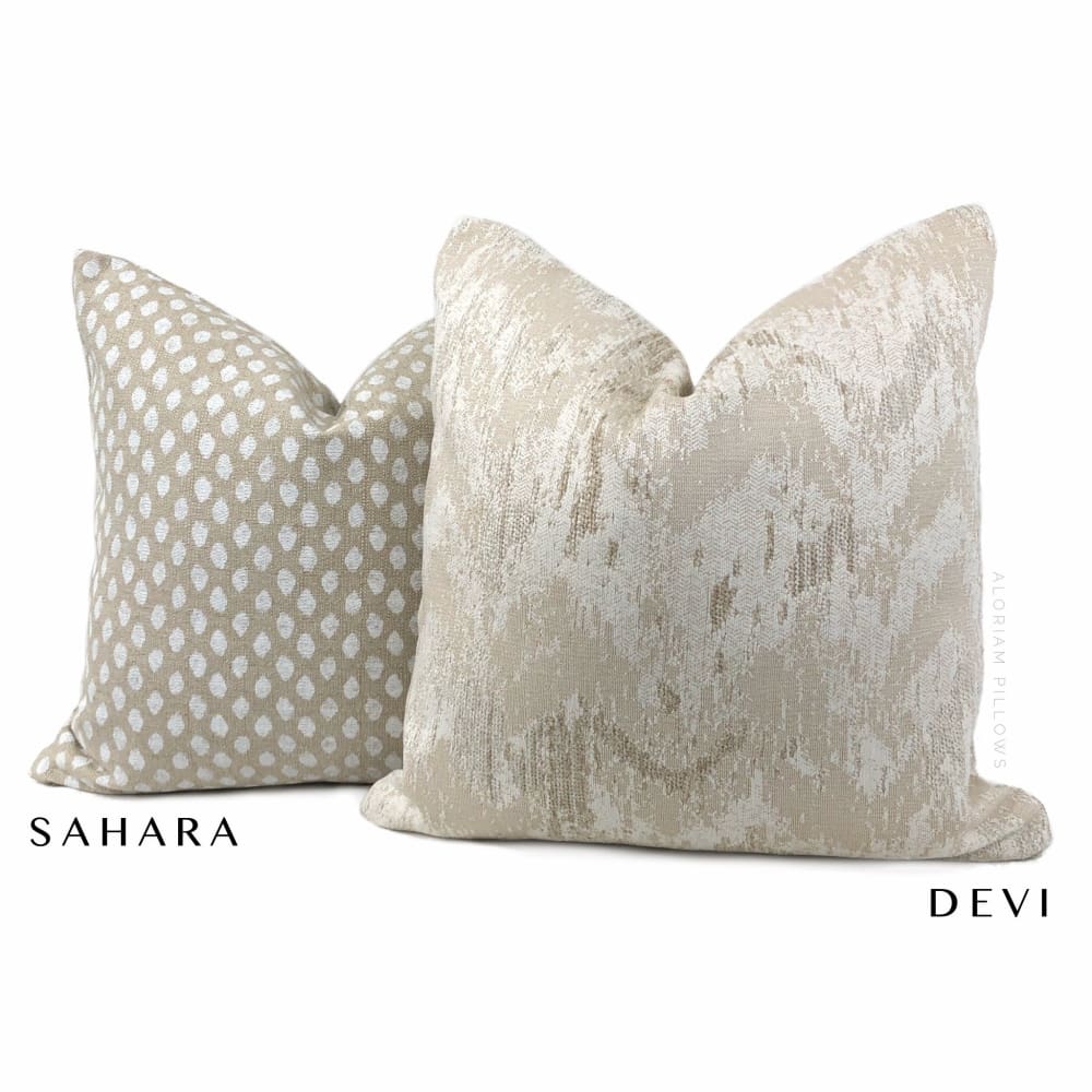 Sahara Chalk White Ikat Dots on Beige Pillow Cover (Made from Lacefield Designs fabric) - Aloriam