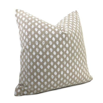 Lacefield Sahara Beige Chalk White Ikat Dots Lumbar Pillow 12x18 12x20 12x24 14x20 16x26