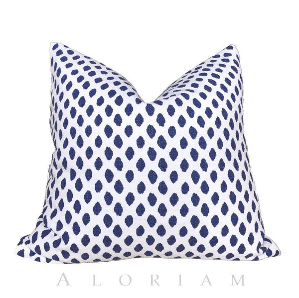 Ikat Dots 18 X 18 inch Cream and Dark Blue Throw Pillow