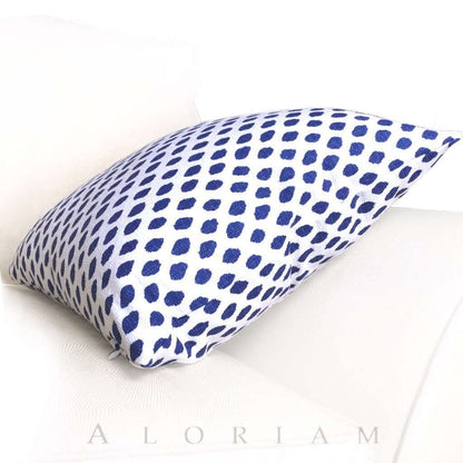 Lacefield Sahara Ikat Dots Blue White Cotton Throw Pillow Cushion Cover