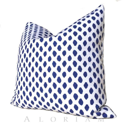 Lacefield Sahara Ikat Dots Blue White Cotton Throw Pillow Cushion Cover