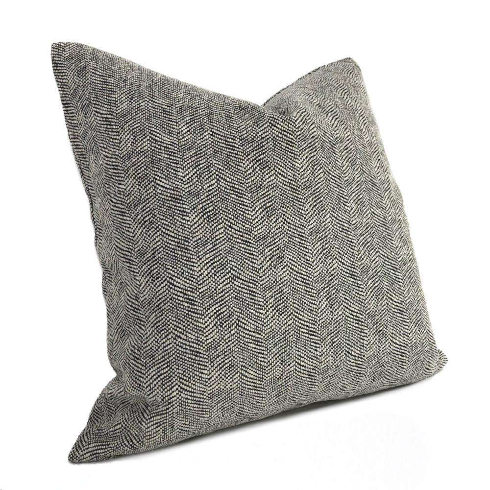 Salt & Pepper Wavy Herringbone Chenille Lumbar Pillow 12x18 12x20 12x24 14x20 16x26