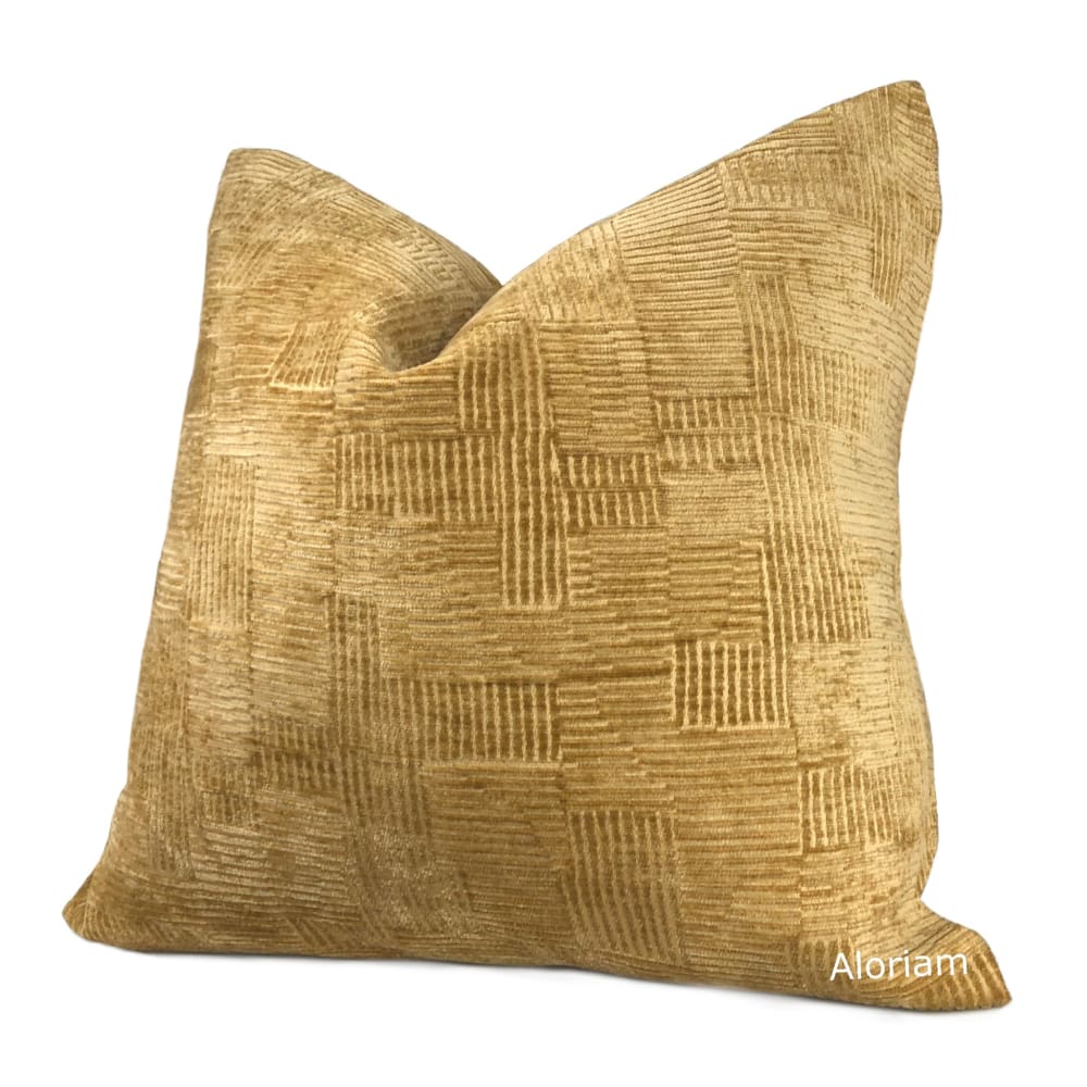 Samuel Golden Camel Brown Crosshatch Textured Chenille Pillow Cover - Aloriam