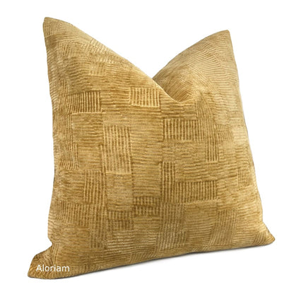 Samuel Golden Camel Brown Crosshatch Textured Chenille Pillow Cover - Aloriam