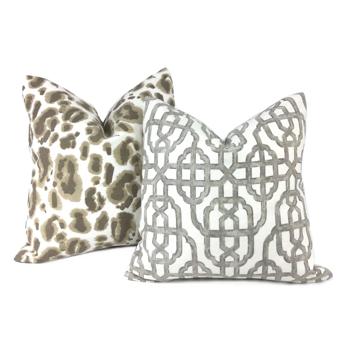 Lacefield Designs Brown White Leopard Print Throw Pillow 16x16 18x18 20x20 22x22