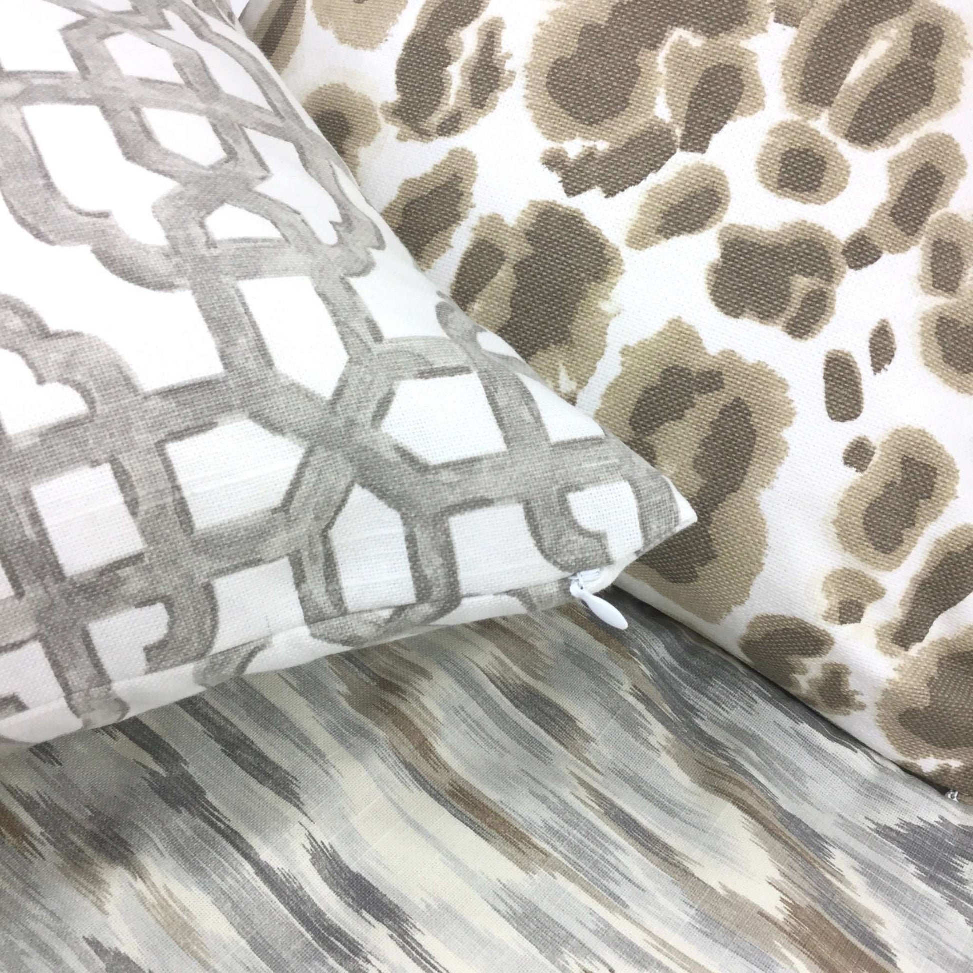 Sand Beige Brown & White Basketweave Leopard Print Pillow Cover (Lacefield Designs Fabric) Cushion Pillow Case Euro Sham 16x16 18x18 20x20 22x22 24x24 26x26 28x28 Lumbar Pillow 12x18 12x20 12x24 14x20 16x26 by Aloriam