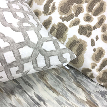 Sand Beige Brown & White Basketweave Leopard Print Pillow Cover (Lacefield Designs Fabric) Cushion Pillow Case Euro Sham 16x16 18x18 20x20 22x22 24x24 26x26 28x28 Lumbar Pillow 12x18 12x20 12x24 14x20 16x26 by Aloriam