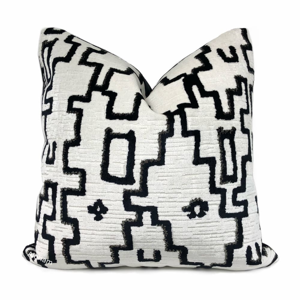 Santa Fe Black White Southwest Velvet Pillow Cover - Aloriam