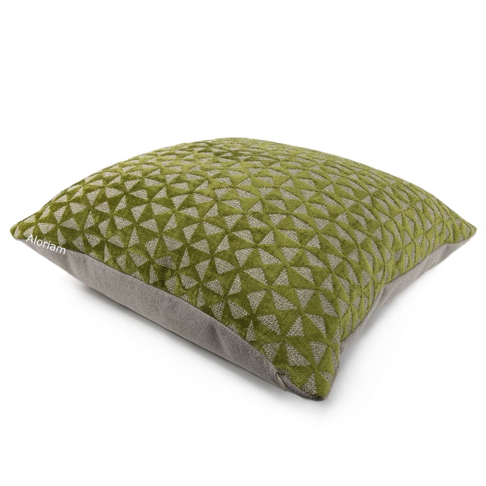 Santiago Green Beige Geometric Chenille Pillow Cover - Aloriam