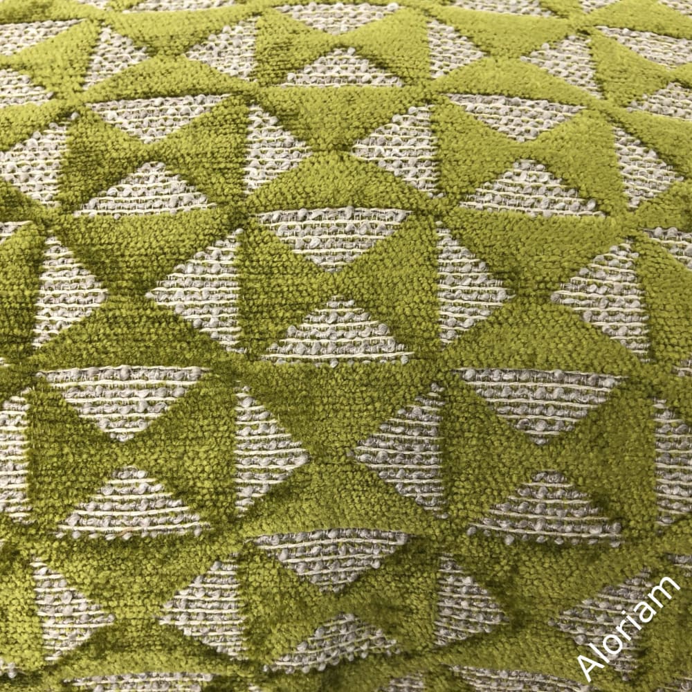 Santiago Green Beige Geometric Chenille Pillow Cover - Aloriam