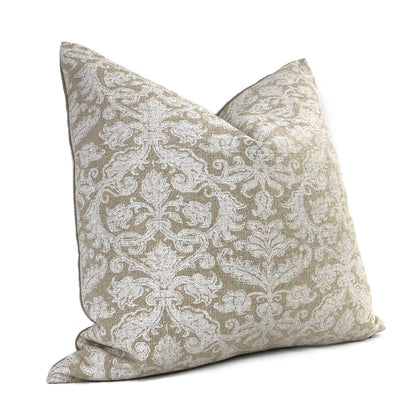 Lacefield Designs Savannah Damask Chalk White Beige Pillow Case Euro Sham 24x24 26x26 28x28