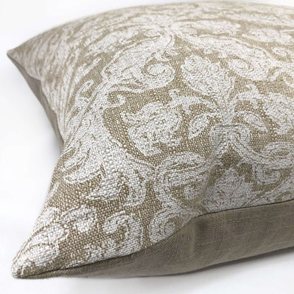 Lacefield Designs Savannah Damask Chalk White Beige Throw Pillow 16x16 18x18 20x20 22x22