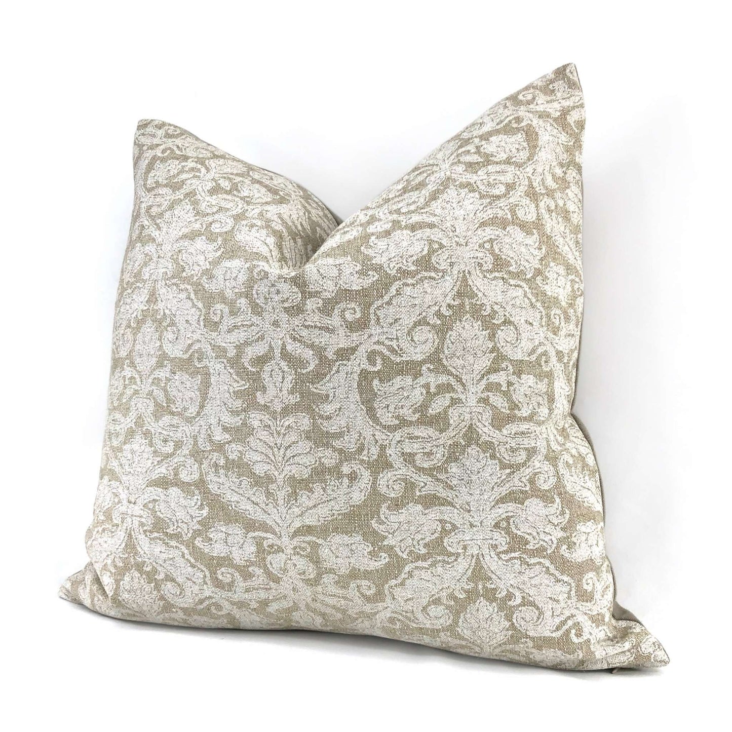 Savannah Chalk White Beige Damask Floral Pillow Cover (Lacefield Designs Fabric) Cushion Pillow Case Euro Sham 16x16 18x18 20x20 22x22 24x24 26x26 28x28 Lumbar Pillow 12x18 12x20 12x24 14x20 16x26 by Aloriam