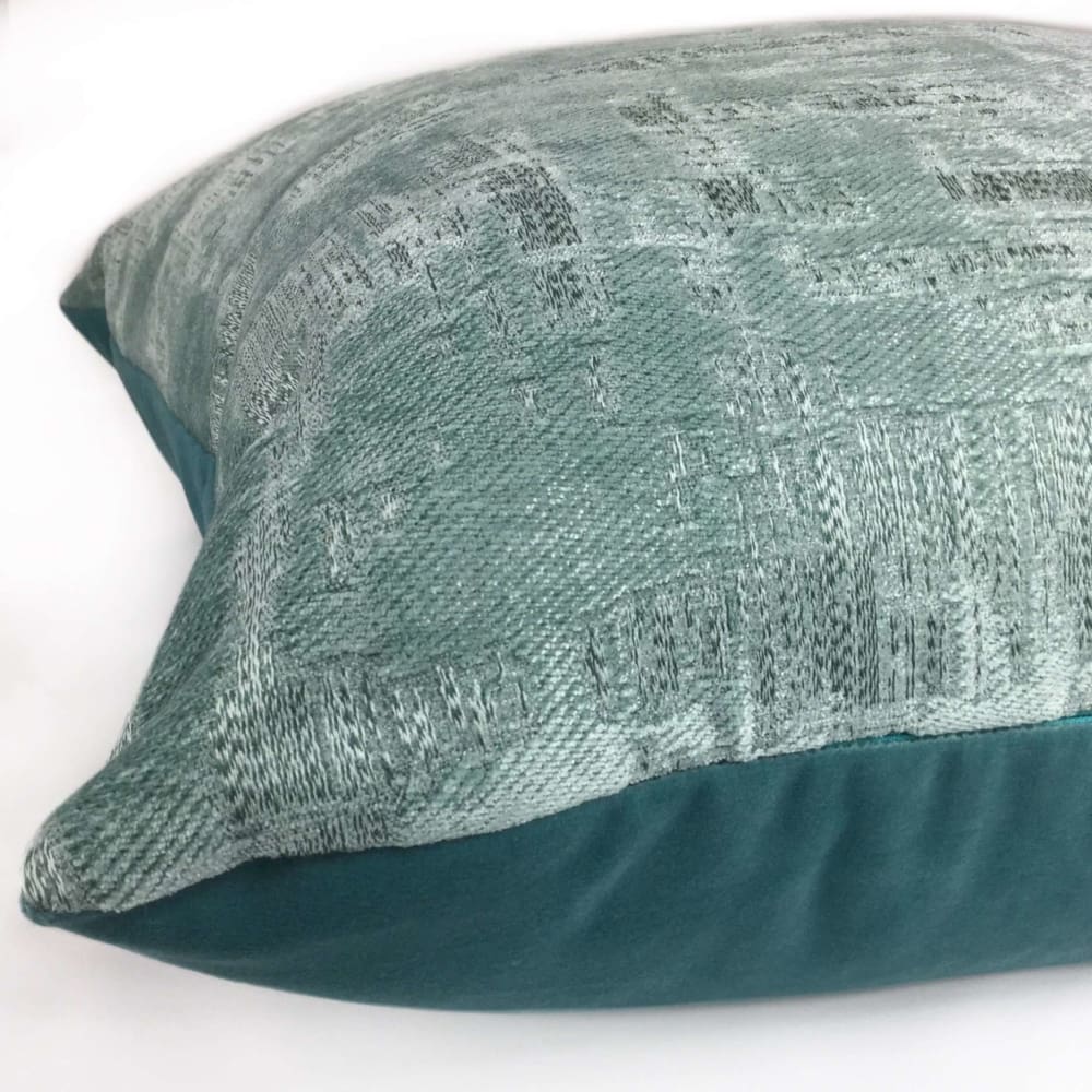 Seafoam Green Abstract Patina Chenille Texture Throw Pillow Cover