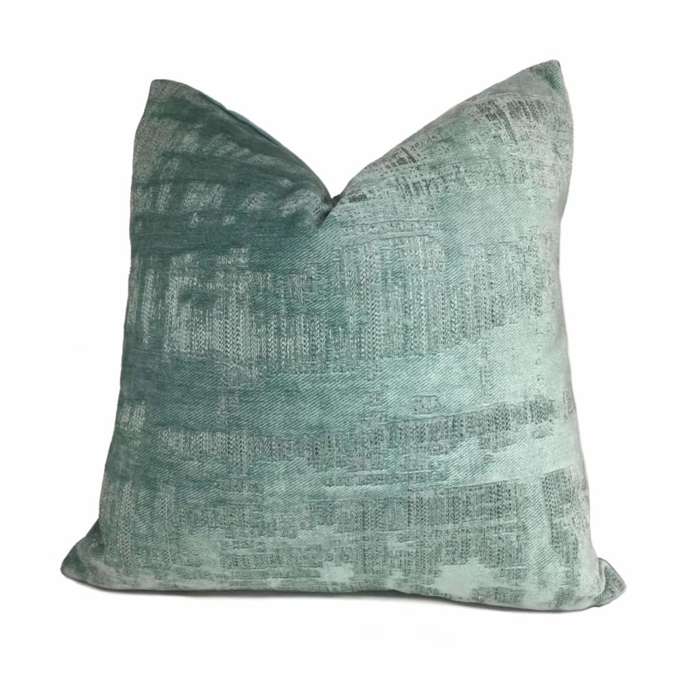 Seafoam Green Abstract Patina Chenille Texture Decorative Pillow Cover