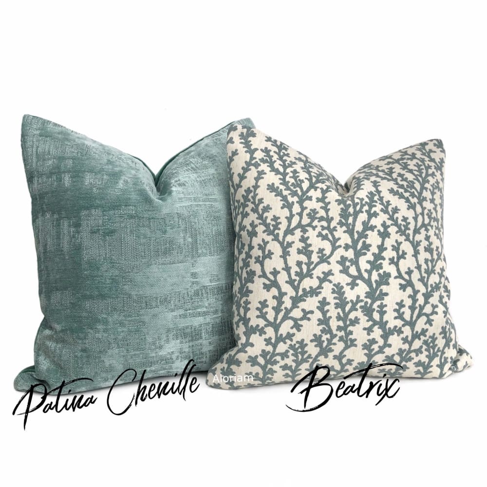 Seafoam Green Abstract Patina Chenille Texture Pillow Cover - Aloriam