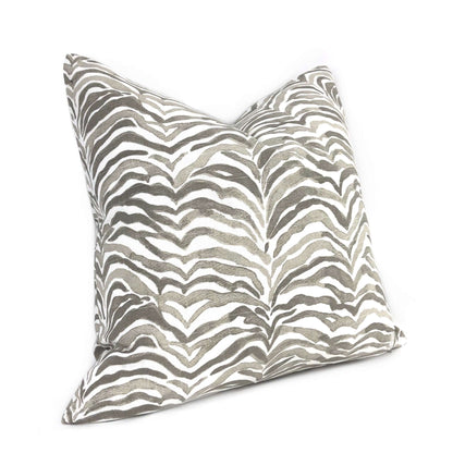 Serengeti Taupe Gray White Animal Stripe Lumbar Pillow 12x18 12x20 12x24 14x20 16x26