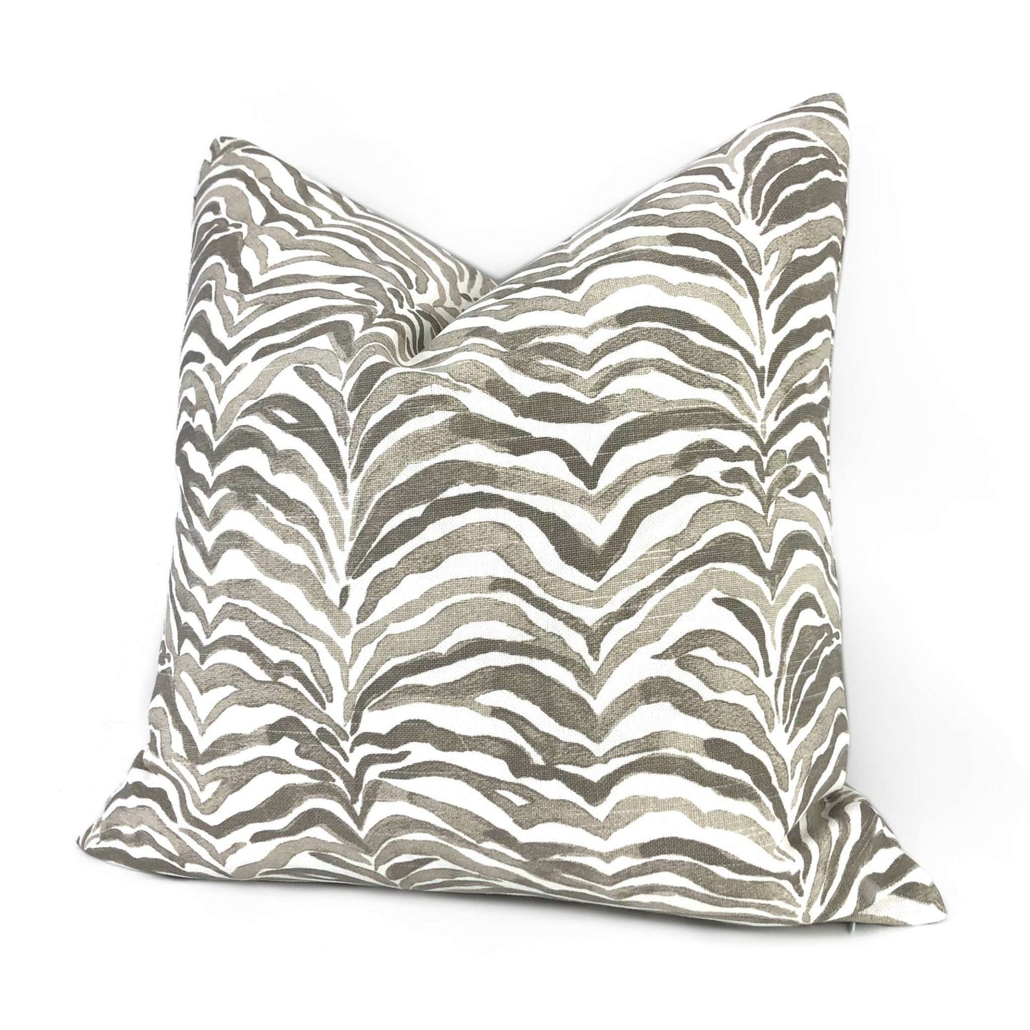 Serengeti Taupe Gray White Animal Stripe Pillow Cover (Made from Lacefield Designs fabric) Cushion Pillow Case Euro Sham 16x16 18x18 20x20 22x22 24x24 26x26 28x28 Lumbar Pillow 12x18 12x20 12x24 14x20 16x26 by Aloriam