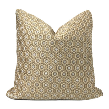 Seville Oatmeal Beige Ogee Tile Chenille Pillow Cover - Aloriam