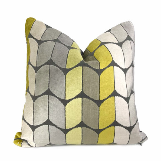 Sheridan Yellow Gray Velvet Pillow Cover - Aloriam