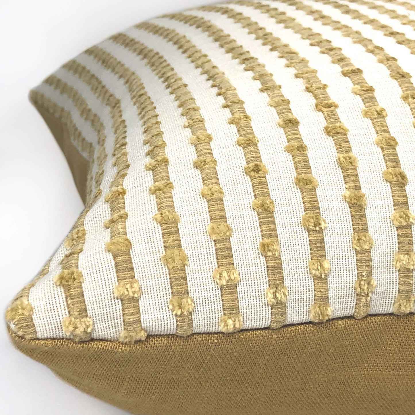 Sinclair Sand & Cream Embroidered Textured Stripe Throw Pillow 16x16 18x18 20x20 22x22