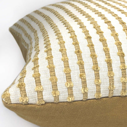 Sinclair Sand & Cream Embroidered Textured Stripe Throw Pillow 16x16 18x18 20x20 22x22