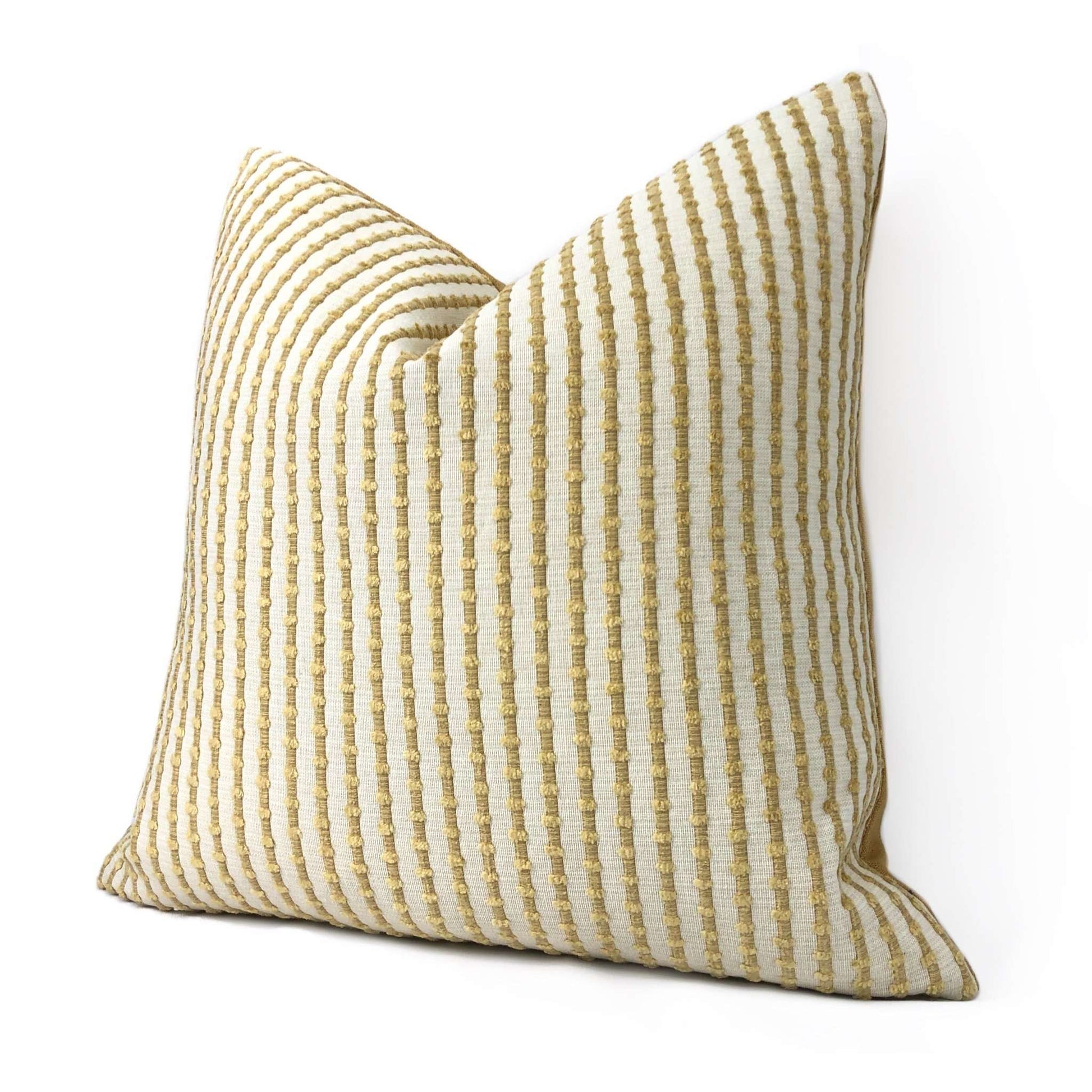 Sinclair Sand & Cream Embroidered Textured Stripe Pillow Sham 16x16 18x18 20x20 22x22 24x24 26x26 28x28