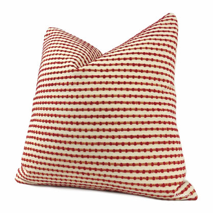 Sinclair Red Tan Embroidered Textured Stripe Pillow Cover (Kravet fabric) - Aloriam