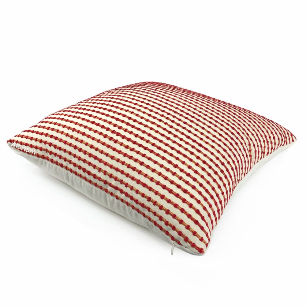 Sinclair Red Tan Embroidered Textured Stripe Pillow Cover (Kravet fabric) - Aloriam